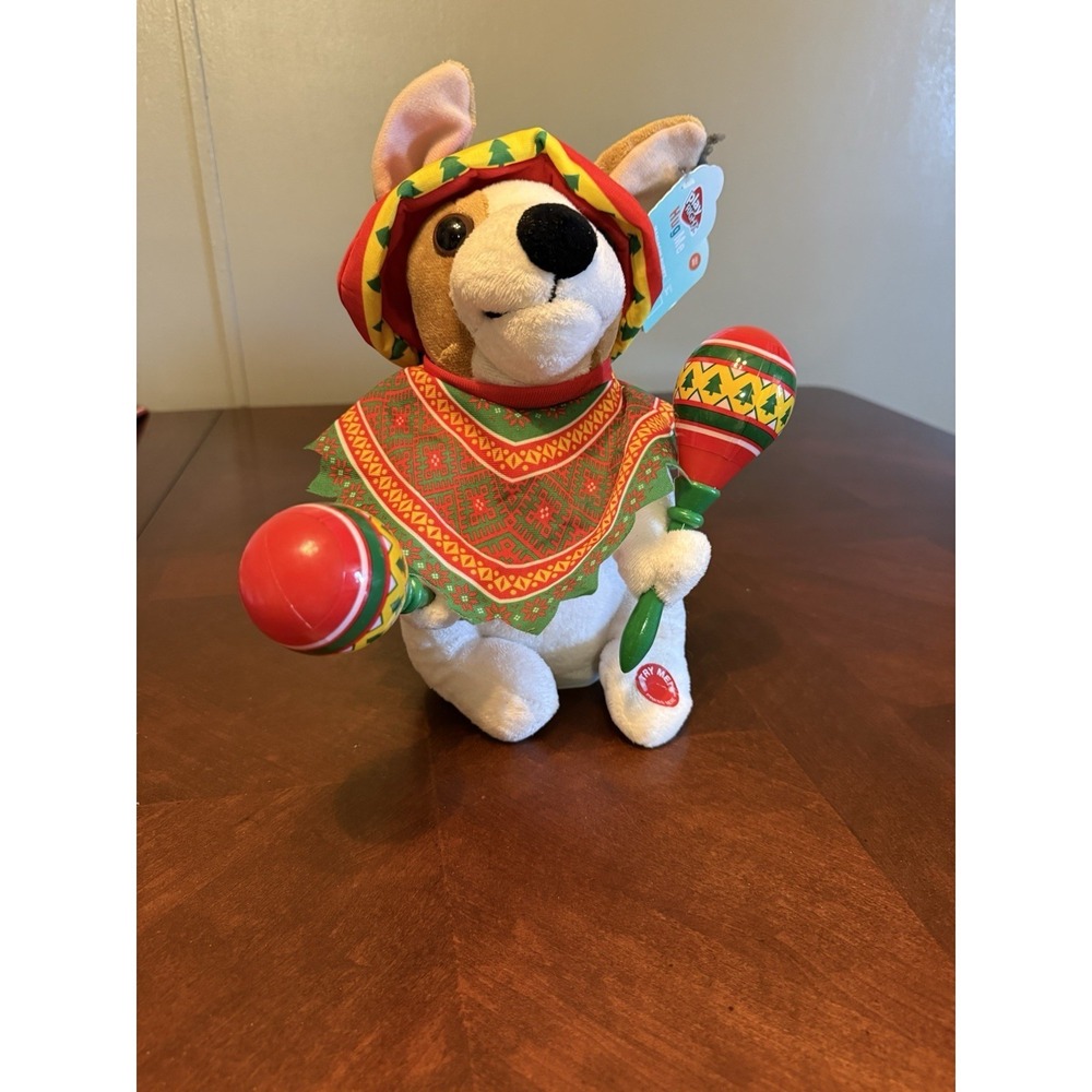 Animated 12" Mariachi Puppy Singing Macarena Dog Dancing‎ Plush Maracas